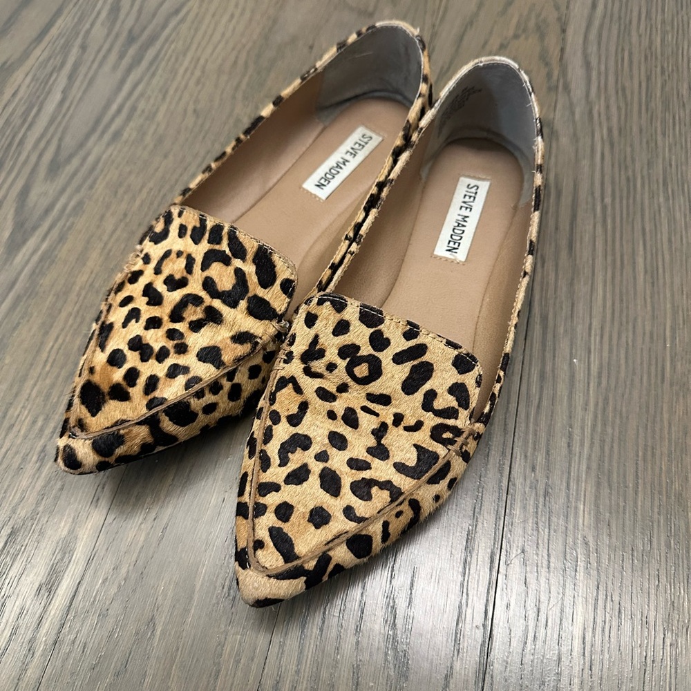 Steve Madden Leopard Print Calf Hair Flats